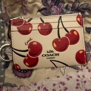 Coach Cream and Red Cherry Card Holder